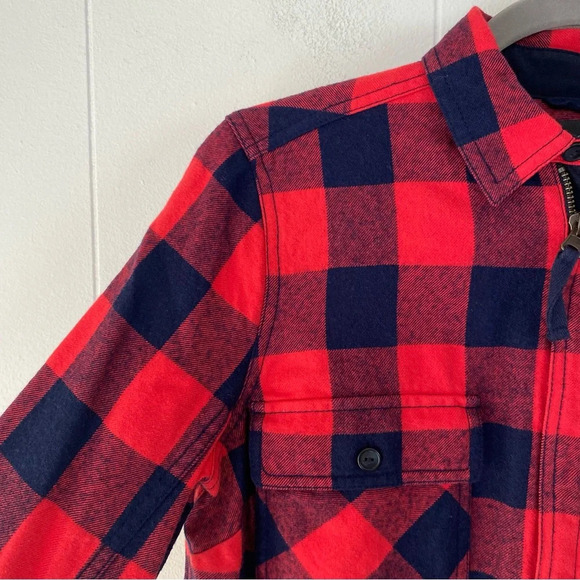 J.Crew Womens Top Sz XXS Buffalo Check Plaid Red Blue Flannel 1/2 zip B4937 * - Picture 6 of 16